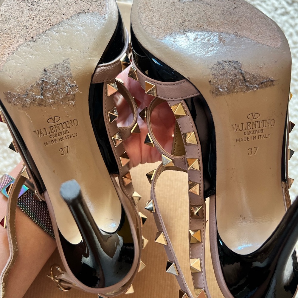Valentino Rockstuds size 37 100mm slingback - Picture 2 of 5